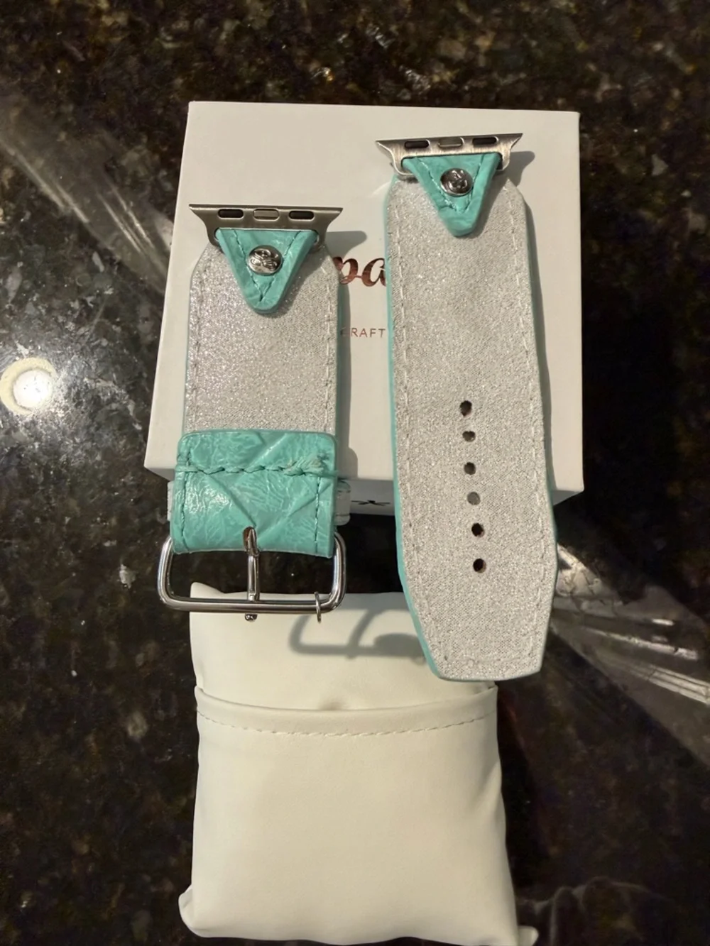 Spark*l Turquoise Textured Leather Apple Watch Band - Picture 4 of 4